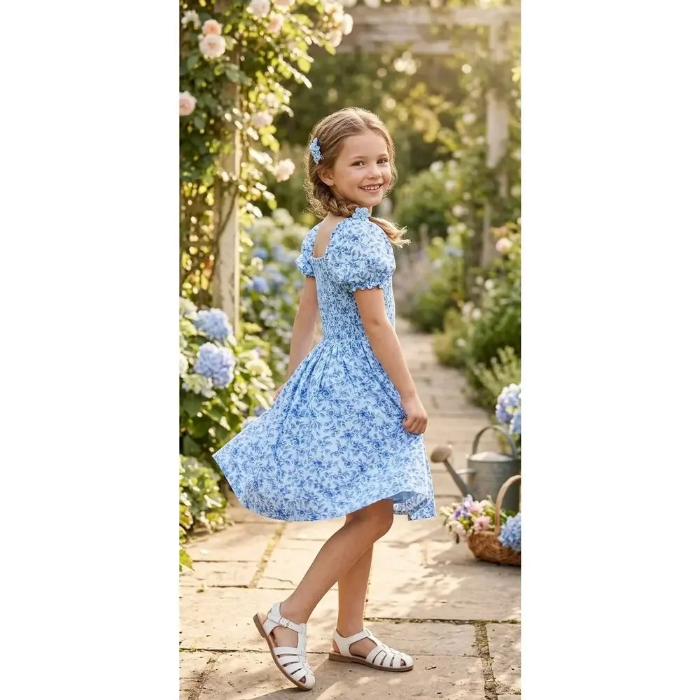 NWT❤️Janie and Jack The Grace Floral Smocked Puff Sleeve Dress sz12